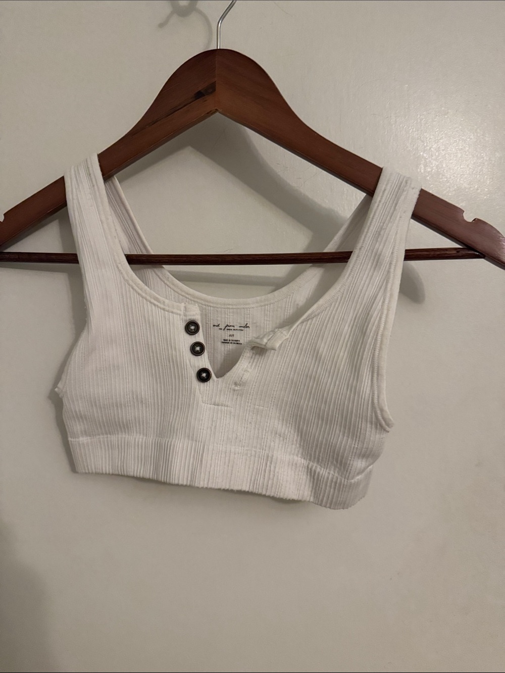 Urban Outfitters White Ribbed Button-Front Crop Tank